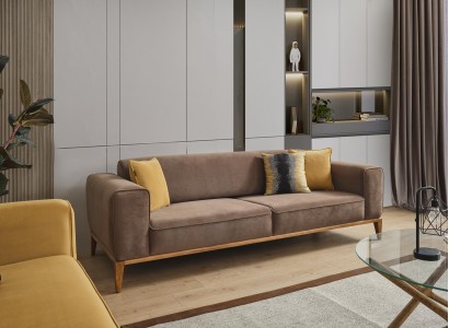 Viersitzer Sofa 4 Sitzer Sofas Stoff Braun Wohnzimmer Luxus Modern